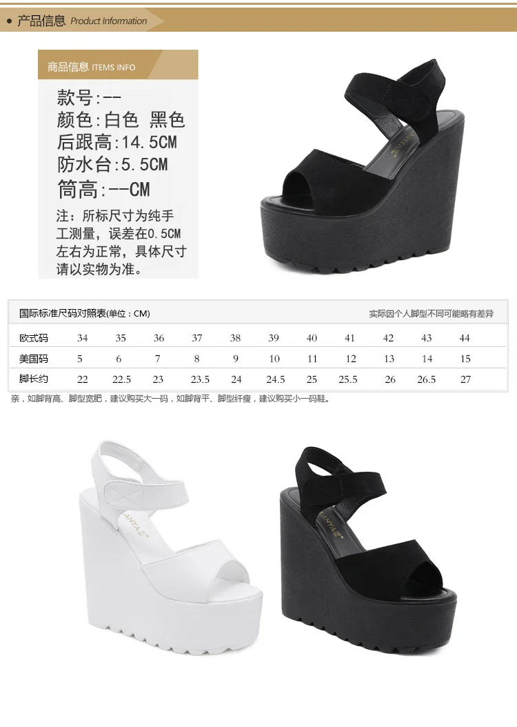 Summer Straps Roman Shoes Sexy Trendy FishBeak Womens Shoes Muffin Thick Inside Raise 15CM Slope Heel Sandals detail