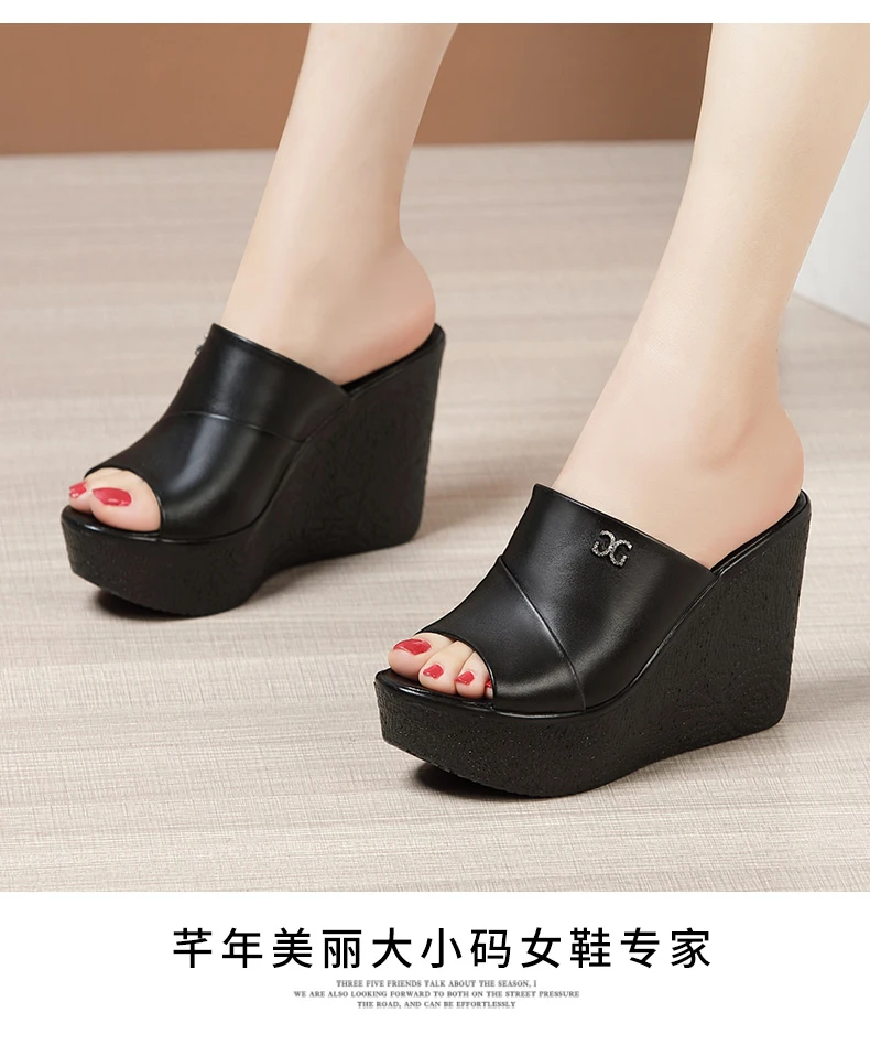 Designer Summer Ladies Slippers New Fashion Thick Sole Wedge Womens Sandals High Heel Sandal Open Toe Fish Mouth Shoes detail