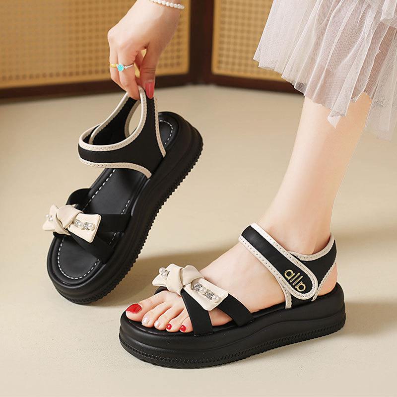 Soft Cushioned Platform Toe Casual Roman Sandals Women Summer Outdoor New Style Featuring Velcro Straps product view