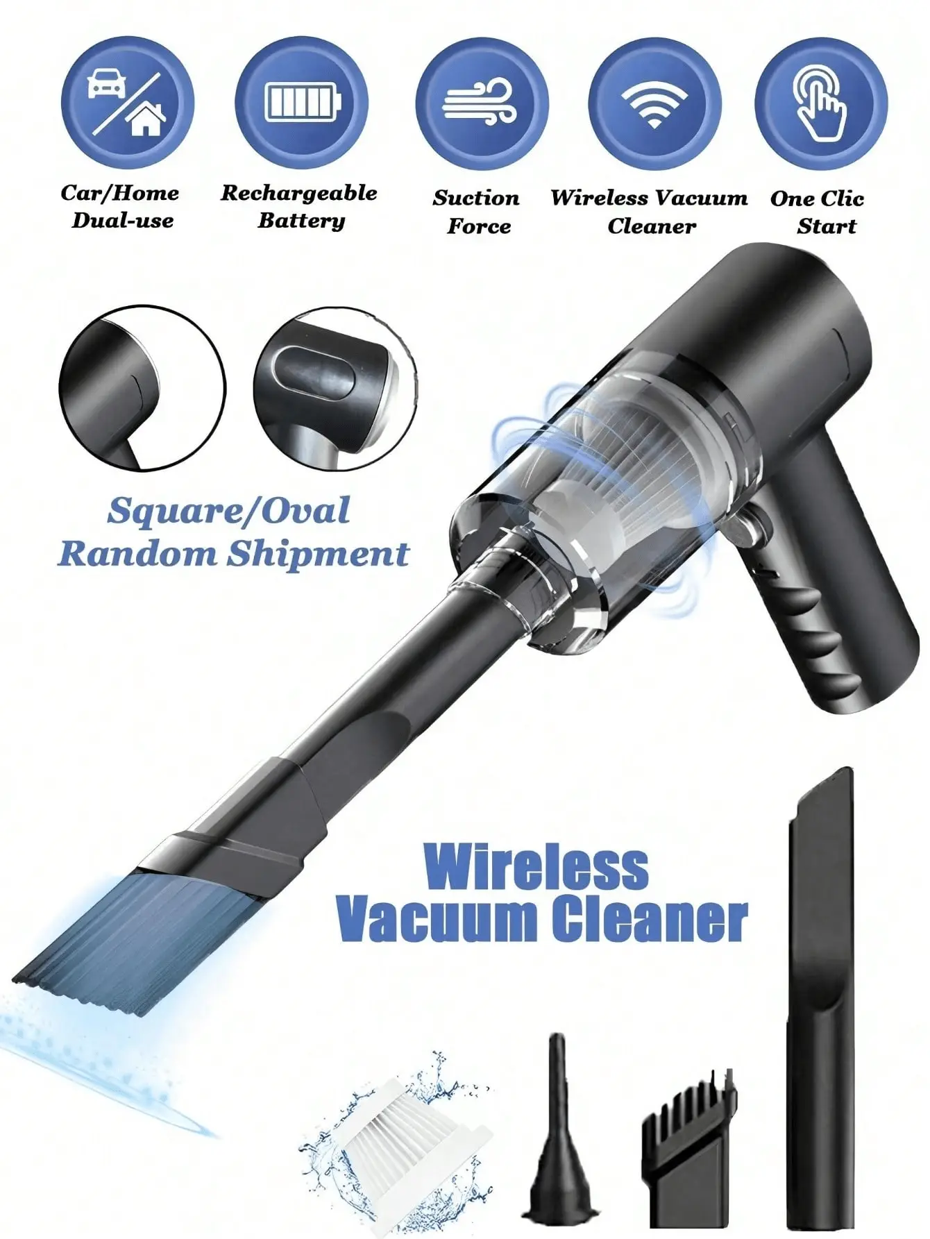 1200mA Cordless Handheld Vacuum Cleaner Strong Power For Wet And Dry UseHousehold Mini Portable Vacuum Cleaner Suitable For Home Car Pet Hair Dust And Debris Compact Design And Easy To Store DualUse For Home And Car product view