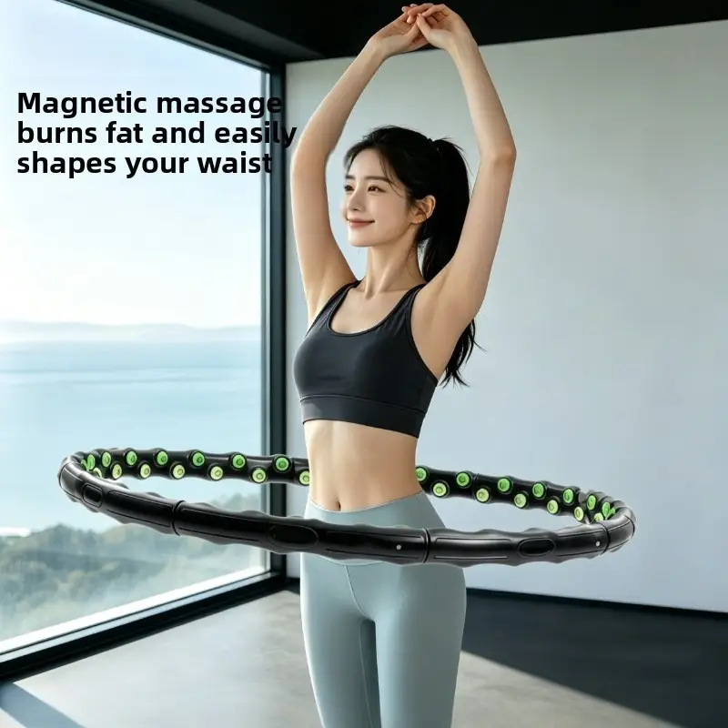 PE Detachable Weighted Hula Hoop Magnetic Massage Portable Waist Slimming Fitness Exercise Hoop for Women Home Workout product view