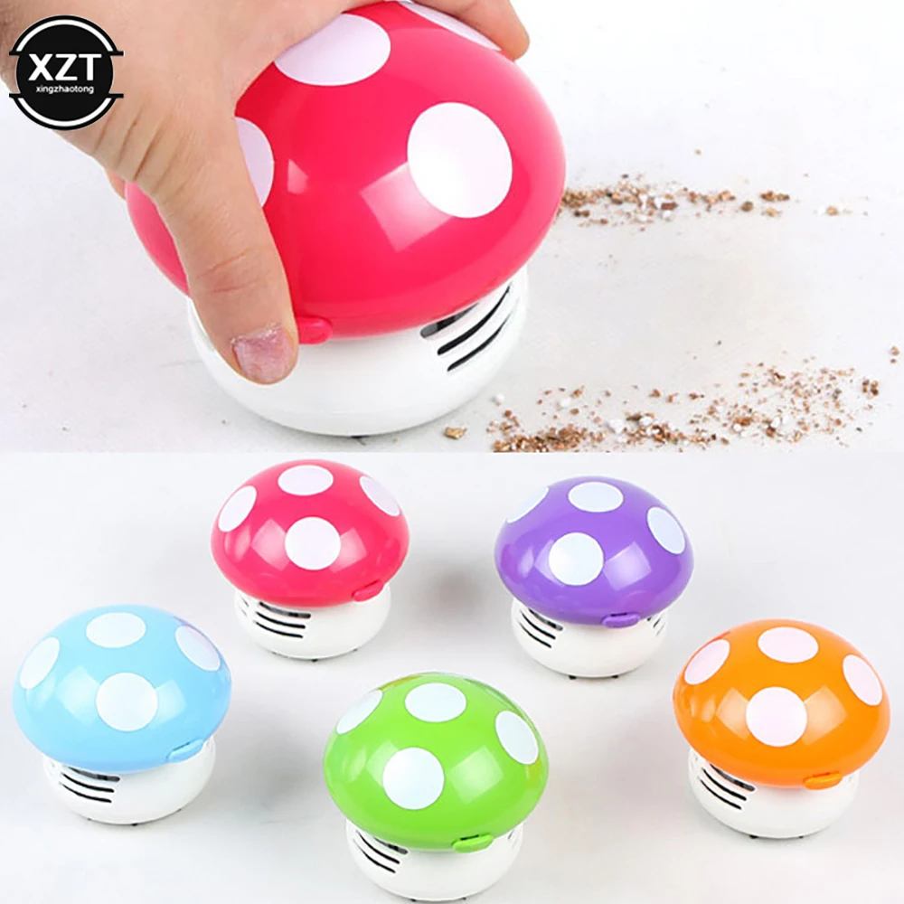 Mini Desktop Vacuum Cleaner 6 Colors Cute Small Mushroom Corner Desk Table Dust Vacuum Cleaner For Car Home Computer New Sweeper detail