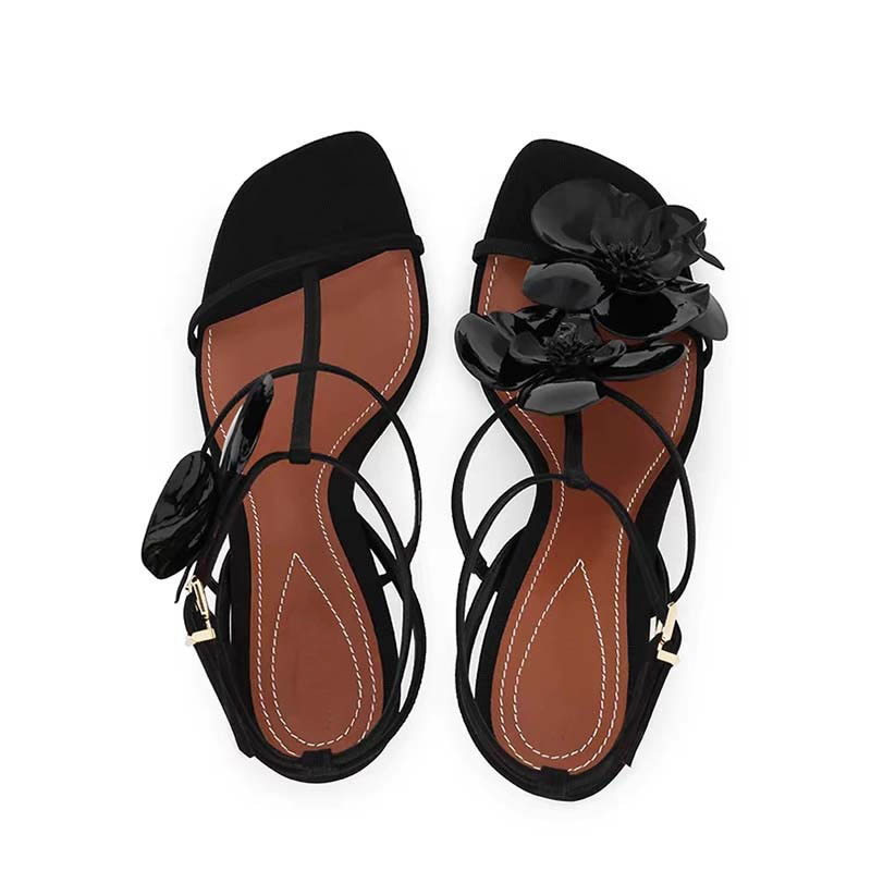 Womens High Heel Summer Sandals Flower details fashion strap sandal shoes product view