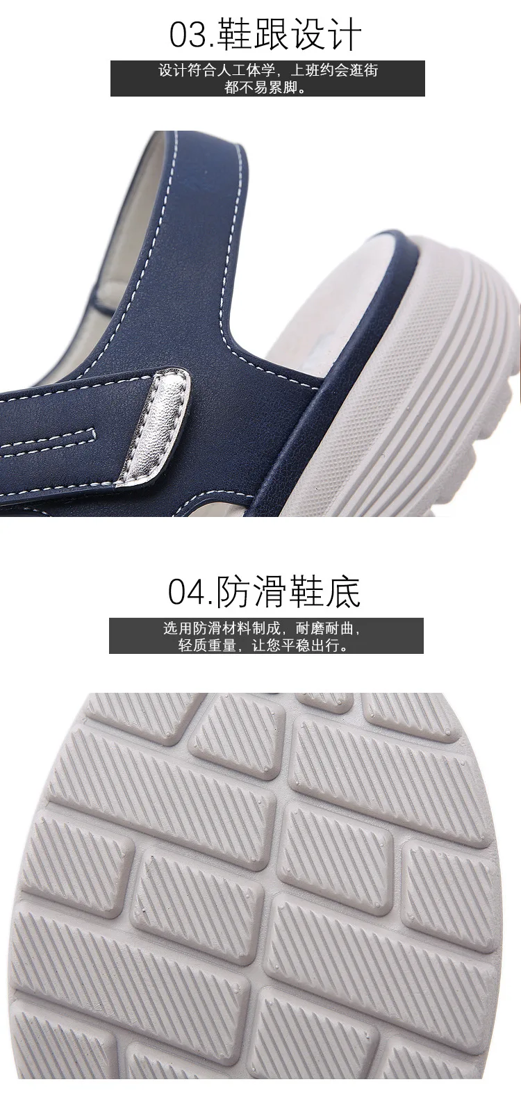 Summer New Genuine Leather Dance Womens Sports Style Slope Heel Lightweight Large Slippers Women Sandals for Men detail