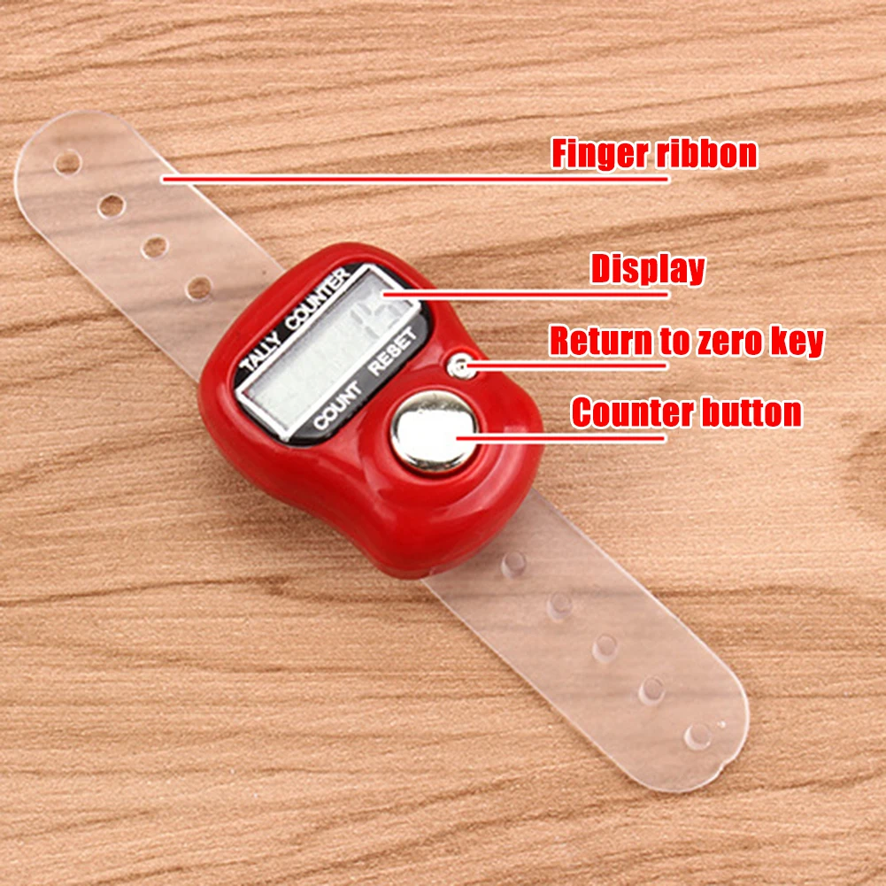 20pcs Finger Counter Ring 5 Digital LED Electronic Handheld Tally Counter Clicker Counter with Islamic Tasbih Bead detail