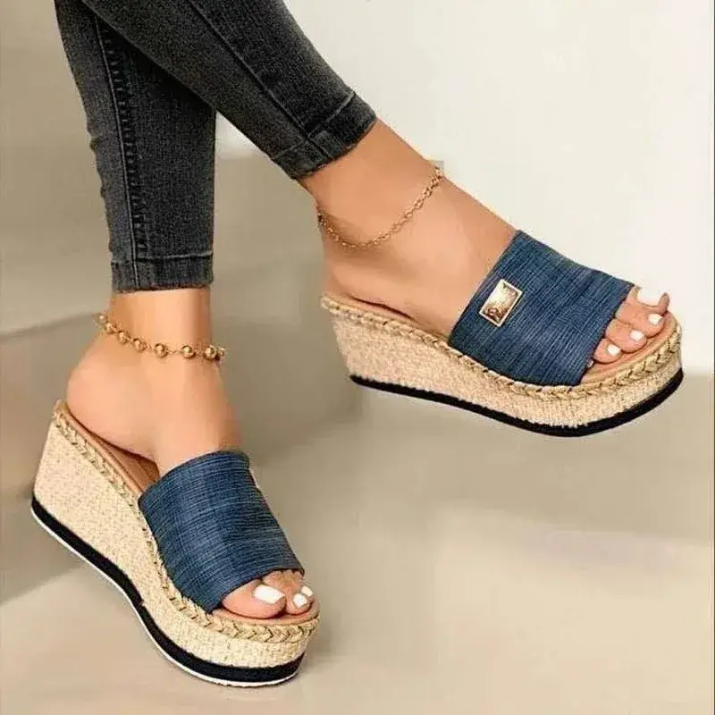 Womens High Heels Sandal Thick Bottom Casual Shoes Ladies Leisure Summer Wedges Sandals Woman Shoes Women Platform Mules Slipper product view