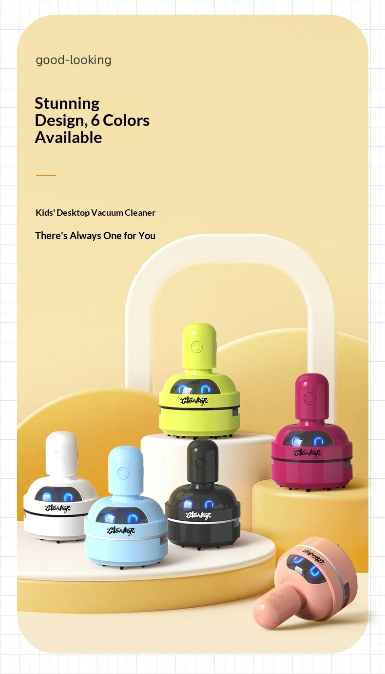 Desktop Cleaner Vacuum Cleaner Cartoon Mini Portable For Eraser Pencil Shavings Dust Cleaning For Keyboard Desk Table detail