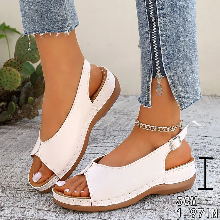 Summer Hot Selling Comfortable Thick Bottom Fish Mouth Beach Casual Sandals for Women Fashion New Elegant Slope Heel Sandals detail