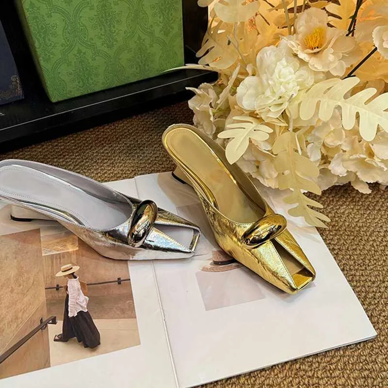 Silver Slope Heel Peep Top Sandals Fashion Open Toe Slippers Banquet Party Woman Shoes 3542 Urban Beauty Sandals detail