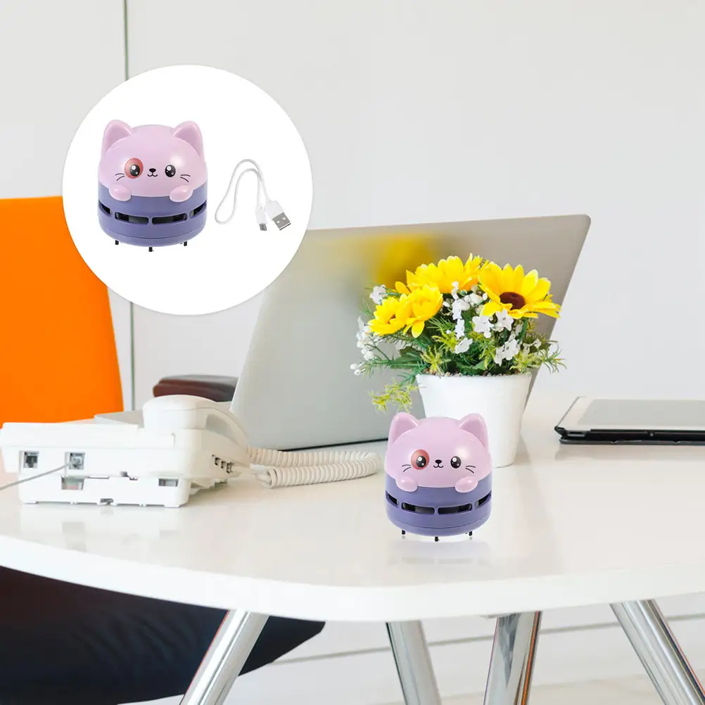 Mini Desktop Vacuum Cleaner Portable Cartoon Design Fast Cleaning Dust Eraser Residue Keyboard Table Cleaner Office Home Car Use