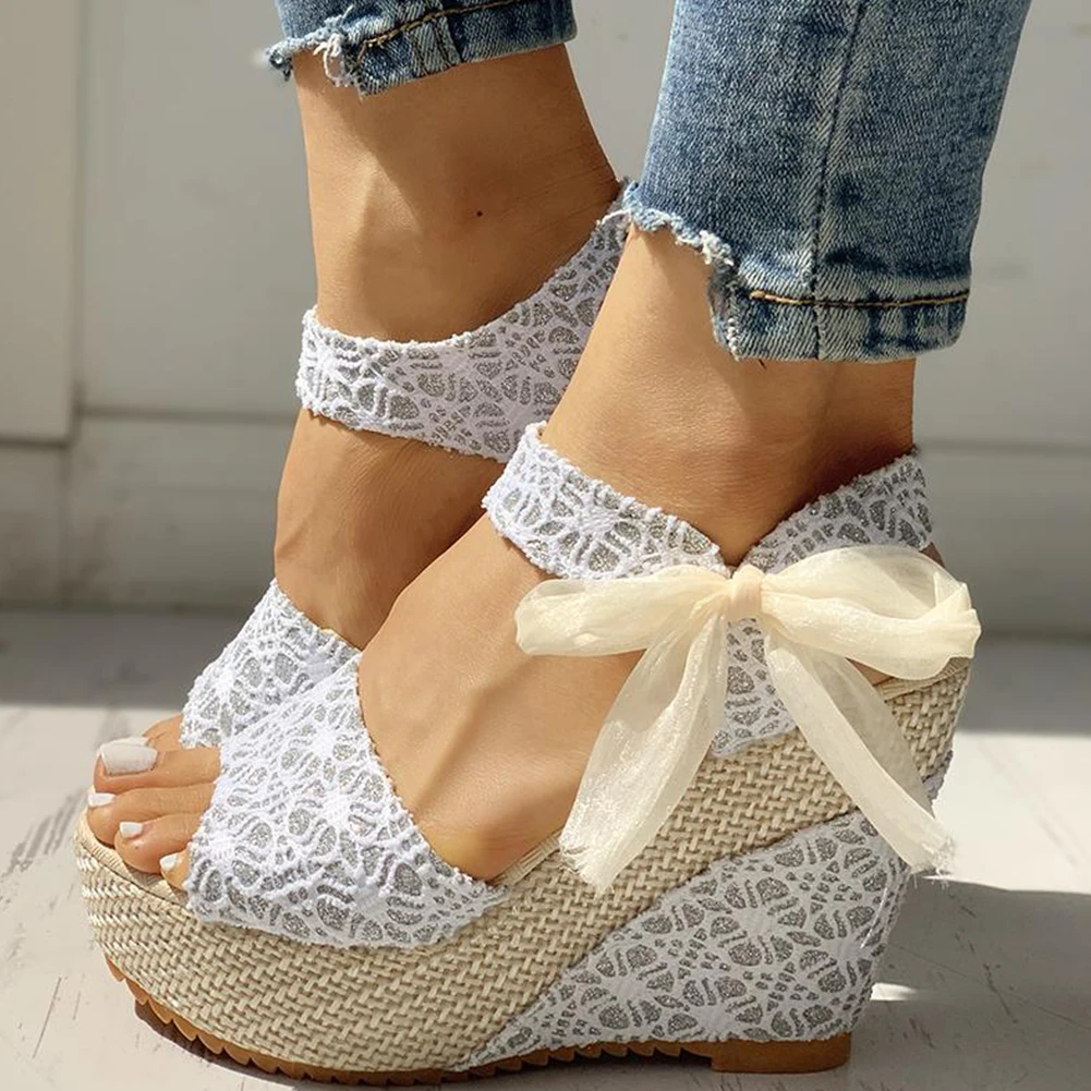 Summer Sandals Party Platform High Heels Shoes Woman Shoes Thick soled womens beach sandals with sloping heels detail