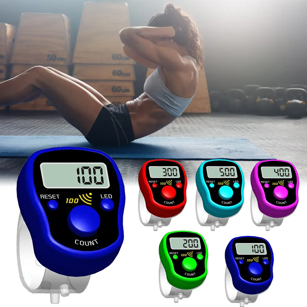 Random Color Finger Counter Digital LED Electronic Handheld Tally Counter Clicker Finger Ring Golf Digit Stitch Marker 1pcs product view