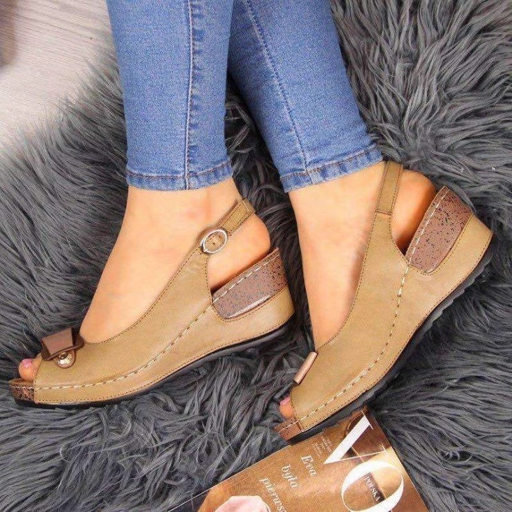 Womens Plus Size Blue Sandals with Genuine Leather Lining Party Shoes for Girls product view