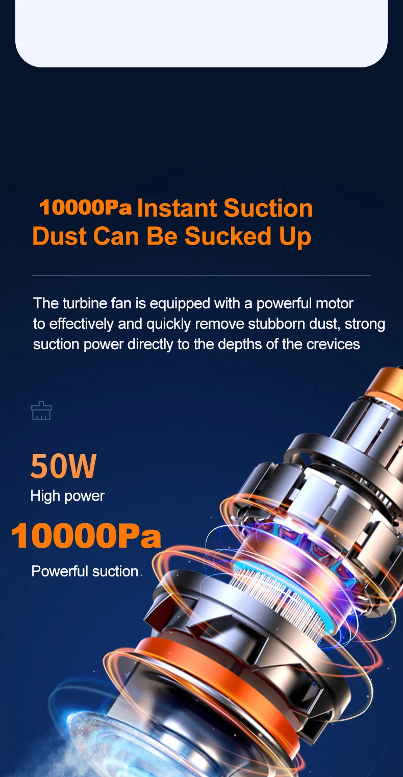 New Design Car Vacuum Cleaner 10000PA Strong Suction Wireless Portable Vacuum Cleaner For Car Home Desktop Keyboard Cleaning detail