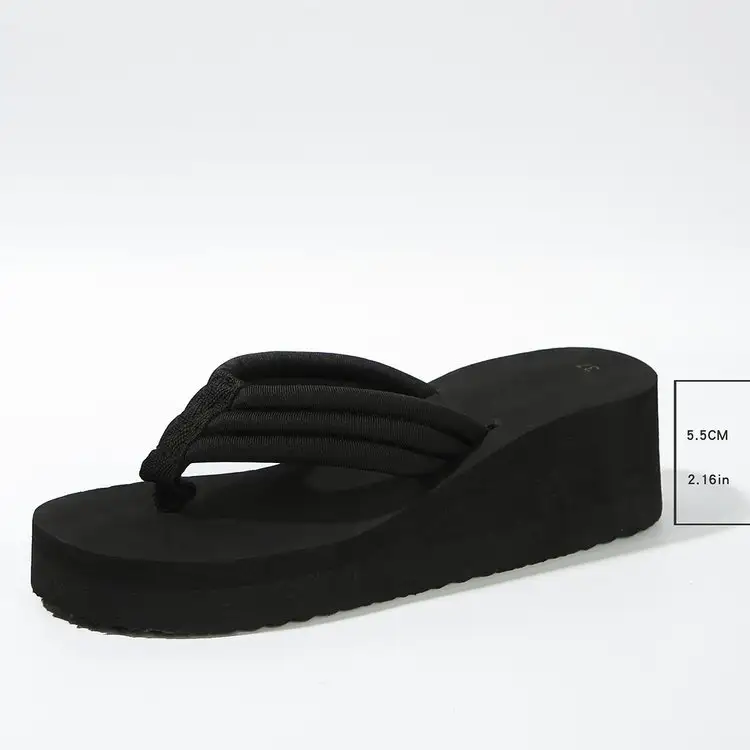 womens new highheeled thick soled flip flops womens height increasing beach flip flops sloping heels product view