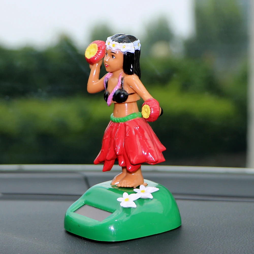 Hula Girl Interior Accessories Auto Interior Solar Car Ornaments Decompression Shaking Head Toy Car Decoration detail