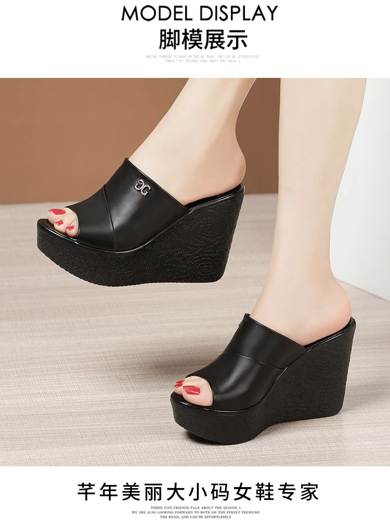 Designer Summer Ladies Slippers New Fashion Thick Sole Wedge Womens Sandals High Heel Sandal Open Toe Fish Mouth Shoes detail