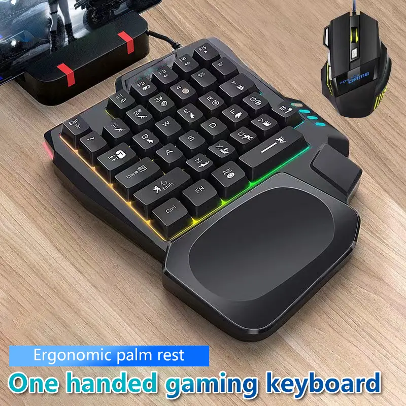 RGB Gaming Keyboard Single Hand Mini USB Ultraslim Wired 35Keys OneHandedly Backlight Keyboard For Computer PC Laptop product view