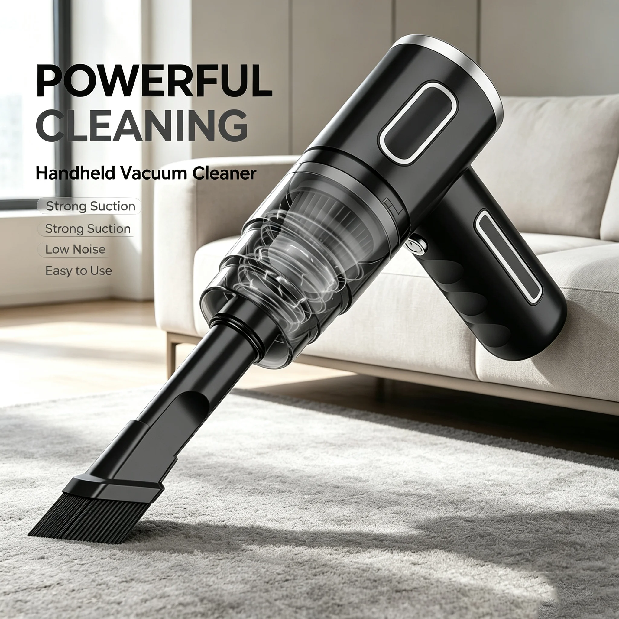 Wireless Handheld Car Vacuum Cleaner Ergonomic Handheld Design Mini Cordless Vacuum 3500Pa Strong Suction Car Home Dual Purpose Vacuum with LED Light Rechargeable Compact Vacuum for Car Sofa Keyboard Pet Hair Corner Dust Deep Cleaning product view