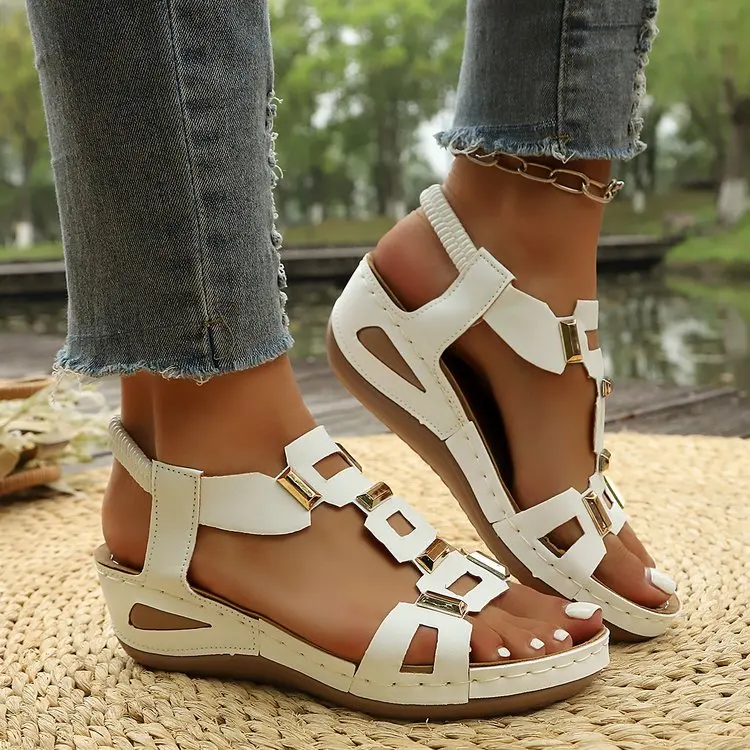Fashion New Style Comfortable Slope Heel Beach Sandals Spring and Autumn Round Head Sexy and Elegant Casual Sandals for Womens detail