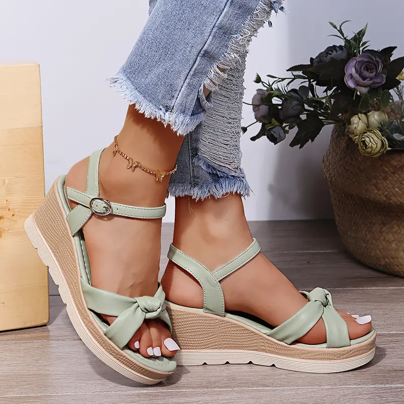 Fashion Women Platform High Heels Sandals Wedges Open Toe Dress Bow Shoes Female Slippers Walking Slides Mujer Pumps product view