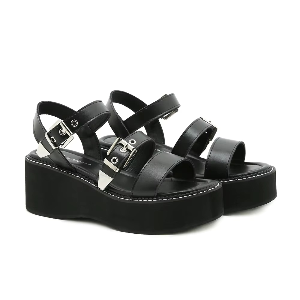 Womens Chunky Platform Open Toe Sandals with Extra Thick Cushioned Rubber Sole product view