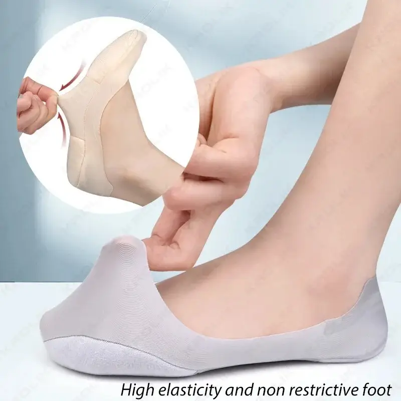 1 Pair Shock Absorbing Heel Sock Low Cut Non Slip Soft Sponge Boat Socks Invisible Anti Slip Breathable Indoor Socks product view