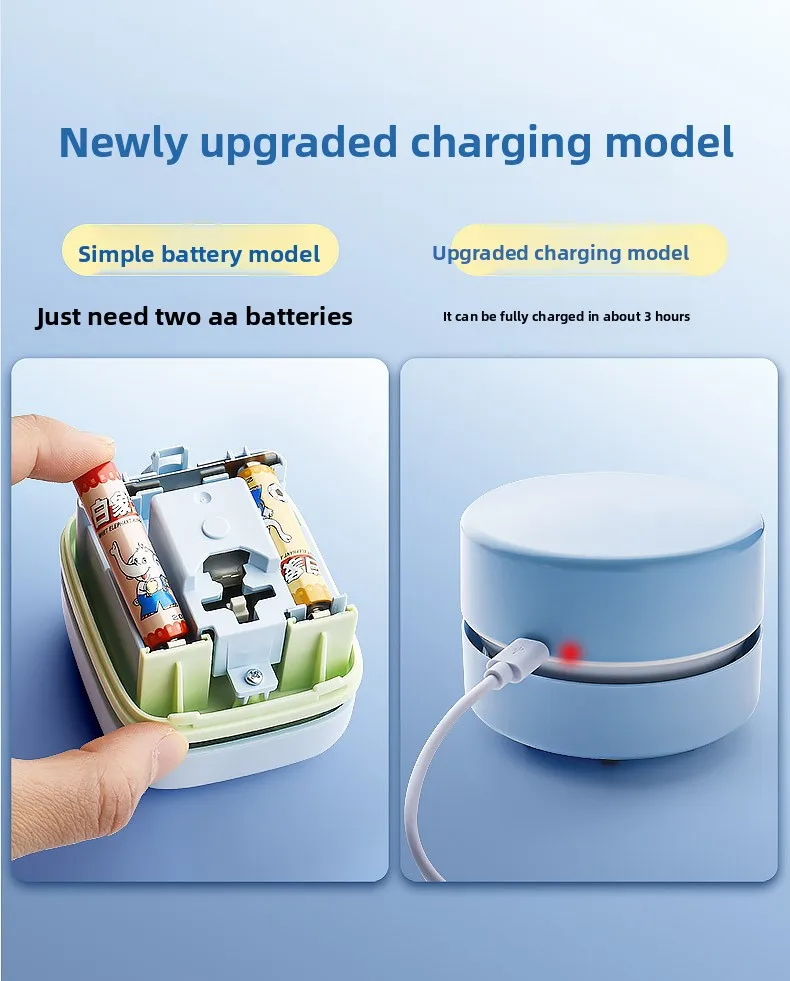 Desktop Vacuum Cleaner Cleaning Stationery Student Suction Eraser Shavings Pencil Gray Childrens Electric Small Mini Charging detail