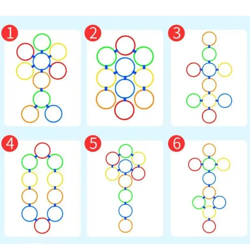 Outdoor Funny Physical Training Sport Toys Lattice Jump Ring Set Game with 10 Hoops 10 Connectors for Park Play Boys Girls detail