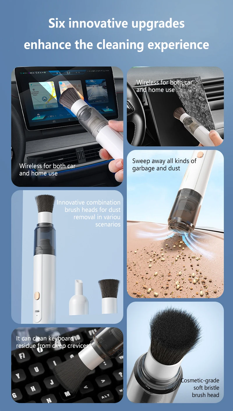Mini Handheld Vacuum Cleaner 3in1 SuctionBlowWater Absorption Strong Suction Portable for Car Coffee Powder Desktop Cleaning detail
