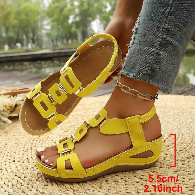 Fashion New Style Comfortable Slope Heel Beach Sandals Spring and Autumn Round Head Sexy and Elegant Casual Sandals for Womens product view