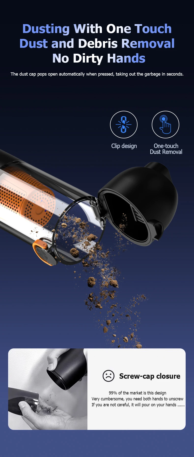 Compact vacuum cleaner is suitable for computer rooms indoor and outdoor areas and cars It has extremely strong suction power detail
