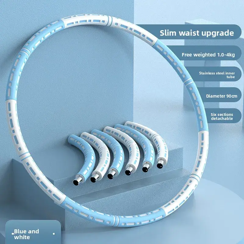 Stainless Steel Weighted Hula Hoop 6Section Detachable Fitness Hoop for Adults Abdominal Waist Trimmer for Home Workout product view