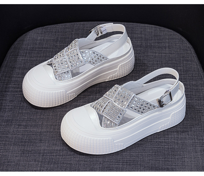 Womens Platform Sandals SlipOn Minimalist Summer New ClosedToe Bestseller Rhinestone HollowOut Breathable detail