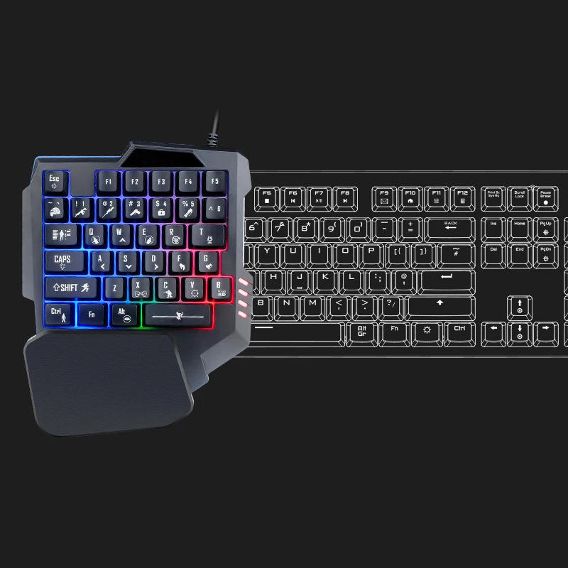 RGB Gaming Keyboard Single Hand Mini USB Ultraslim Wired 35Keys OneHandedly Backlight Keyboard For Computer PC Laptop detail