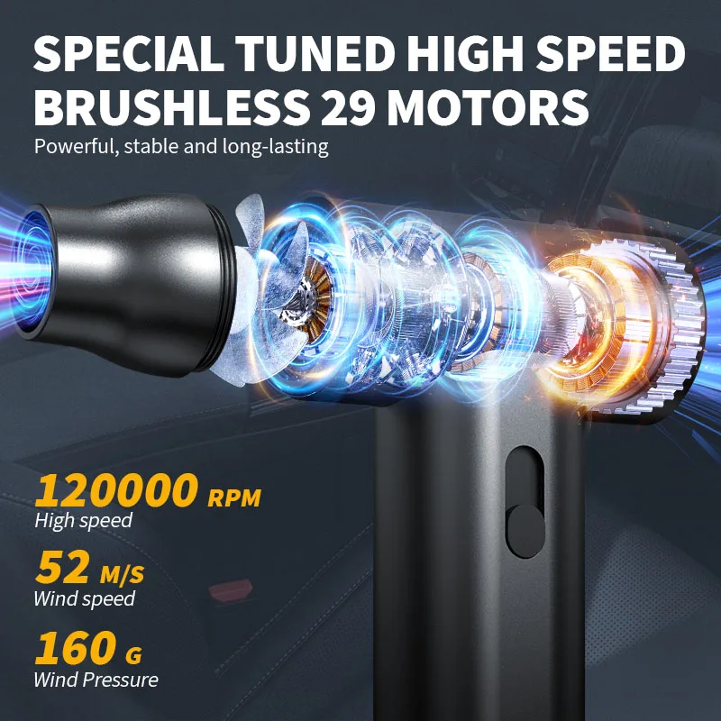 Compressed air dust collector vacuum cleaner largecapacity battery cleaning computer keyboards sofas and car dust detail