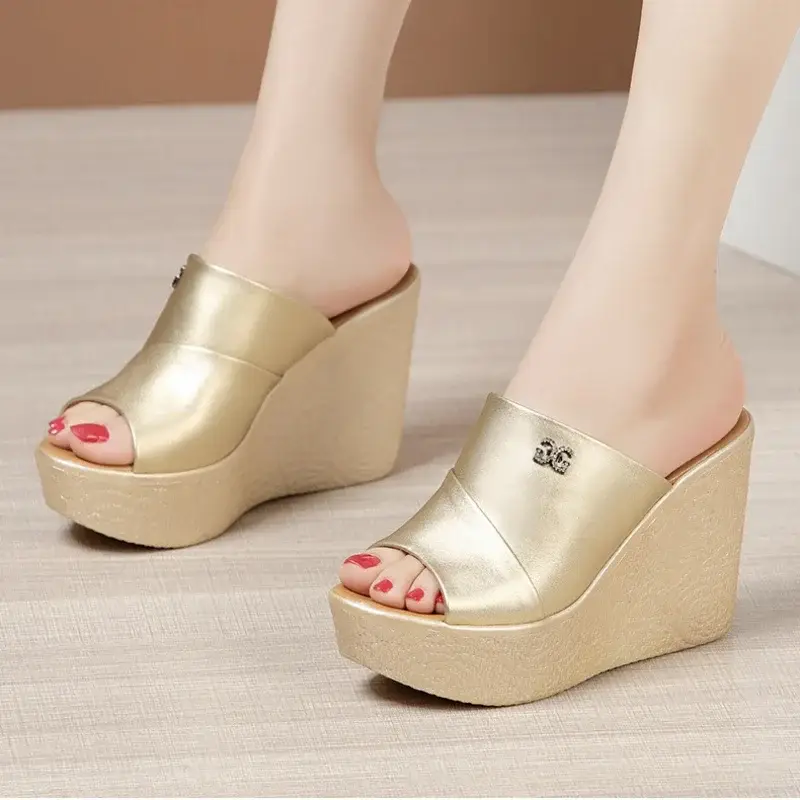 Designer Summer Ladies Slippers New Fashion Thick Sole Wedge Womens Sandals High Heel Sandal Open Toe Fish Mouth Shoes product view