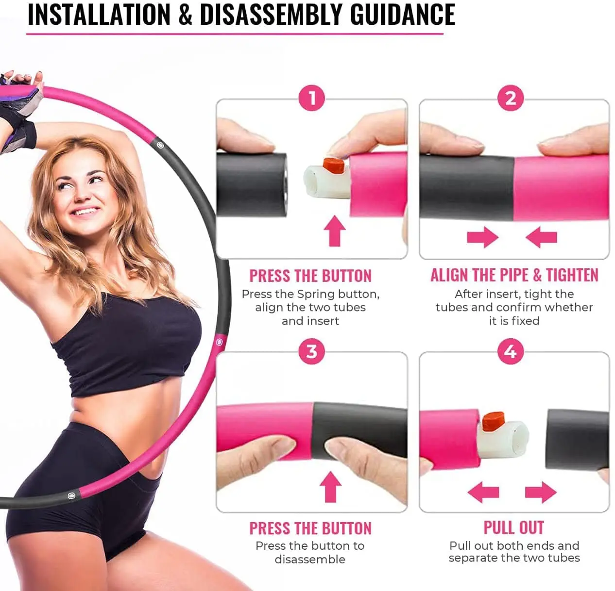 Adjustable Size Multicolor Hula Ring for Kids Women 8 Sections PPFoam Material Max Waist Size 95cm Fitness Exercise Weight detail