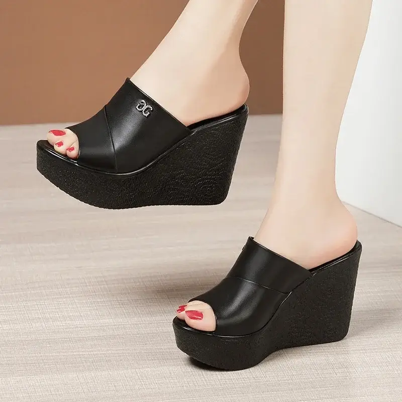 Designer Summer Ladies Slippers New Fashion Thick Sole Wedge Womens Sandals High Heel Sandal Open Toe Fish Mouth Shoes product view