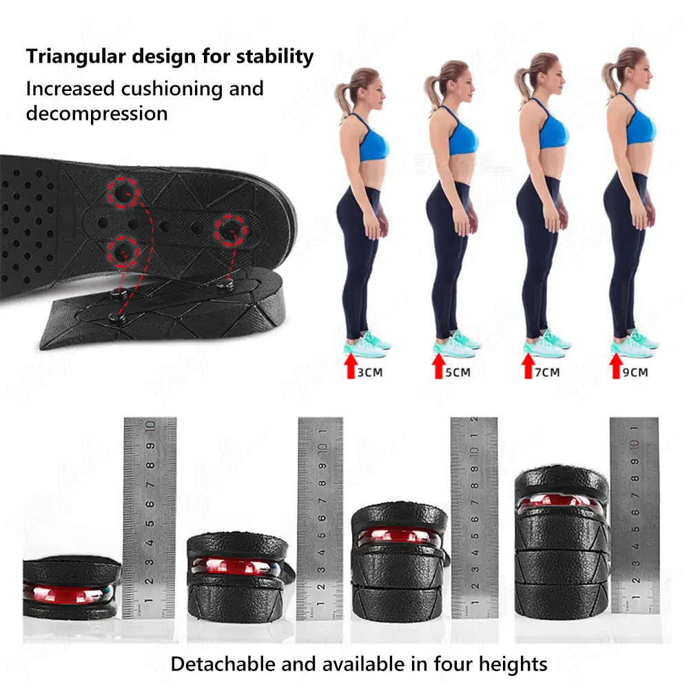 Insoles For Shoes Height Increase Insole Cushion 39cm Height Lift Adjustable Cut Shoe Heel Insert Taller Women Men Unisex product view