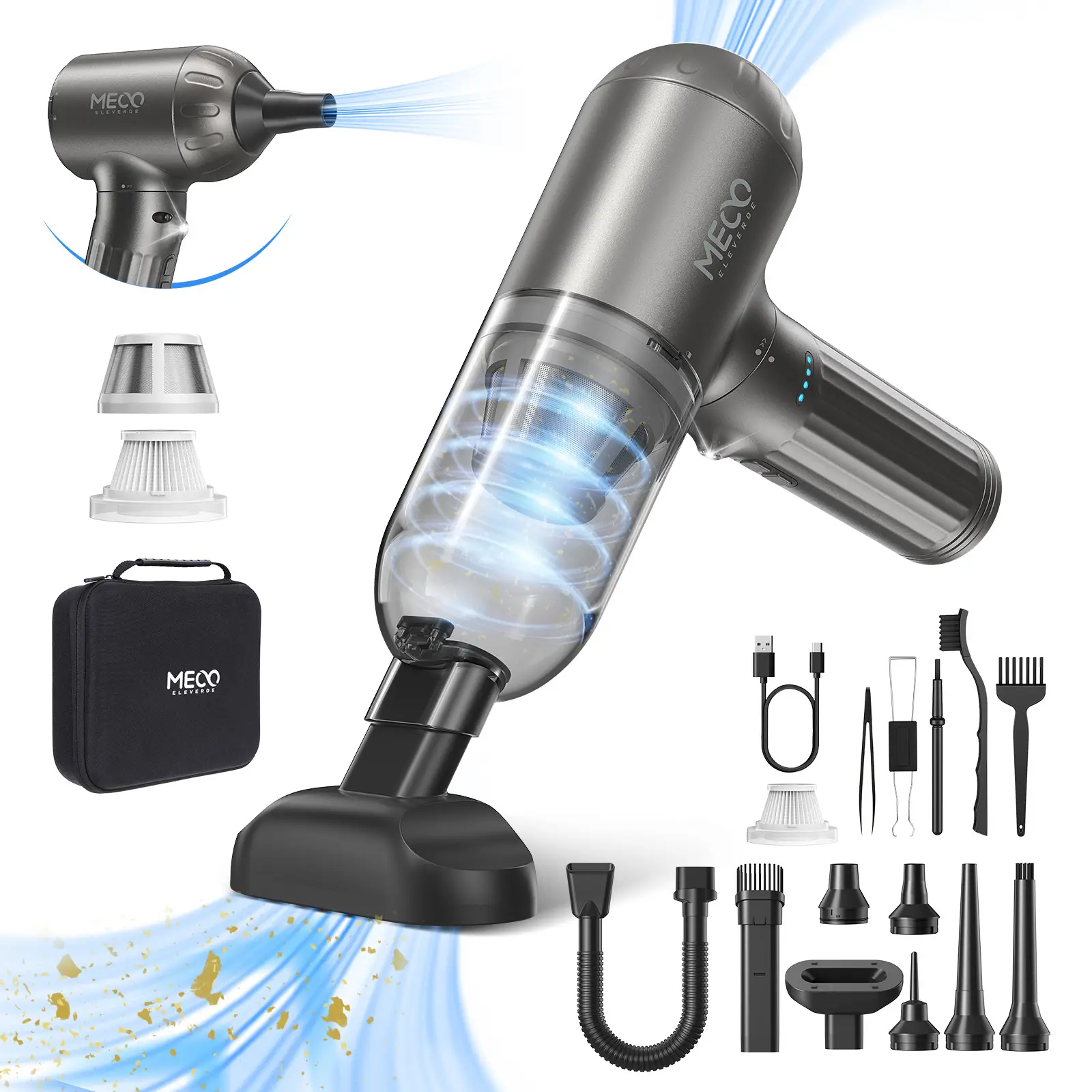 MEVC2 4 in 1 Electric Compressed Air Duster Vacuum Cleaner Function Powerful 3Gear Keyboard Cleaner for Computer Car Home product view