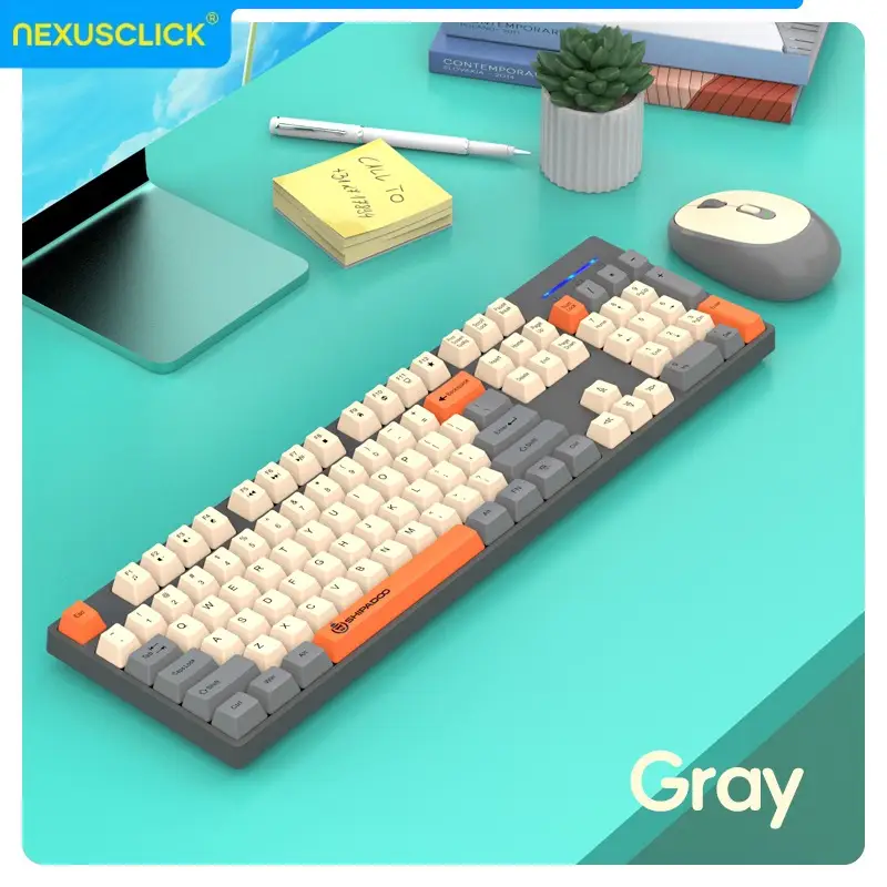 24G Wireless Office Keyboard Mouse Set104 Full Size TriColor Keycaps Ergonomic with 3 Adjustable DPI for PC Laptop product view