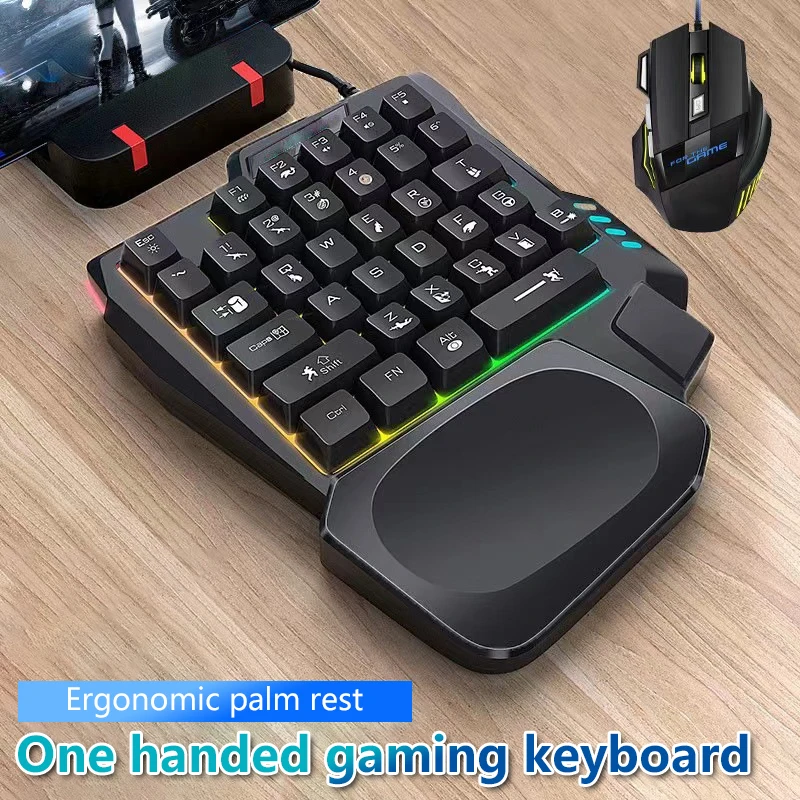 RGB Gaming Keyboard Single Hand Mini USB Ultraslim Wired 35Keys OneHandedly Backlight Keyboard For Computer PC Laptop detail