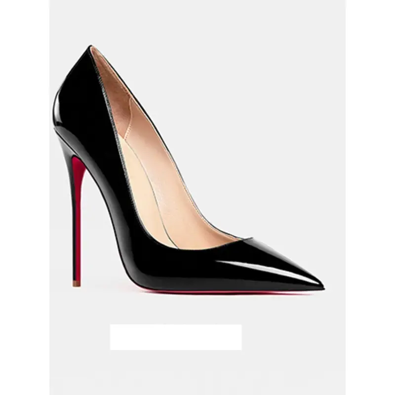 and slim and sexy high heels pointed shallow mouth black patent leather temperament work shoes product view