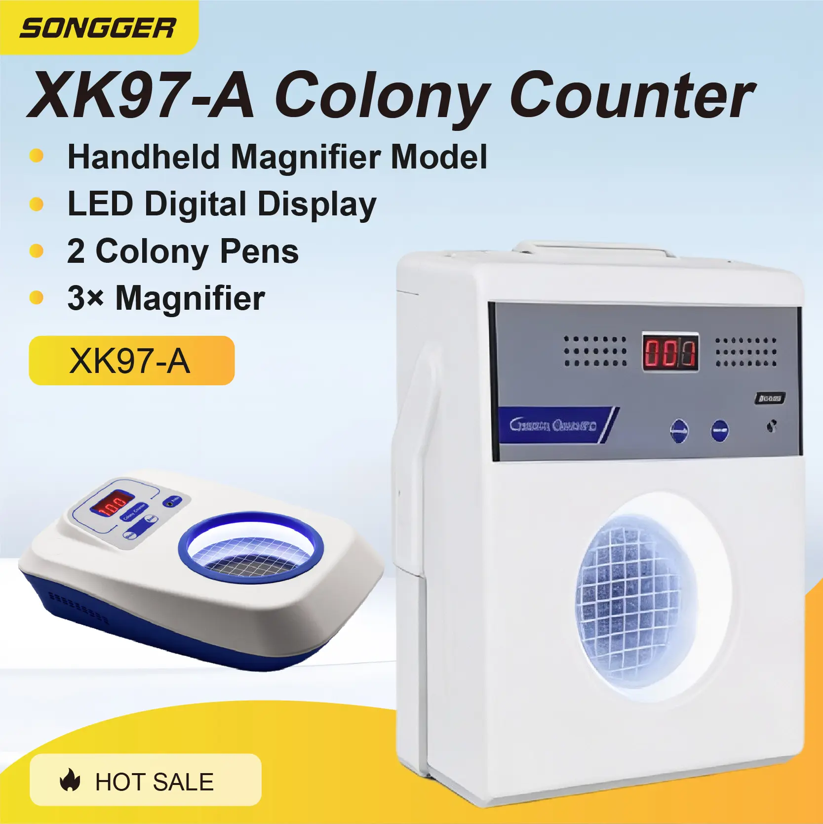 XK97-A Digital Colony Counter LED Display Semi Automatic Bacterial Petri Dish CFU Counting Instrument for Lab Use