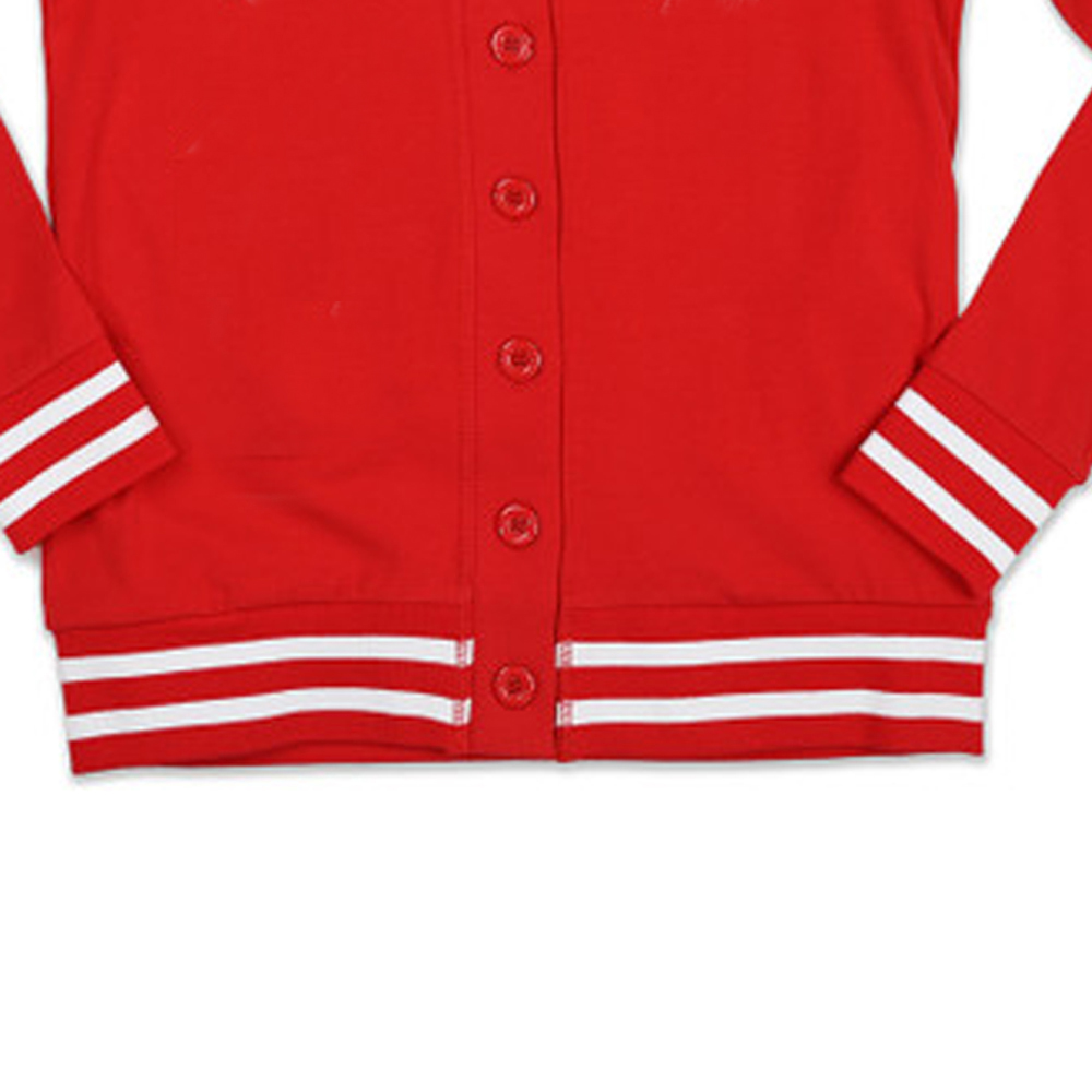 Womens Red VNeck Casual Winter Cardigan Full Sleeve Button Closure Preppy Style 100 Cotton Knitted Sweater product view