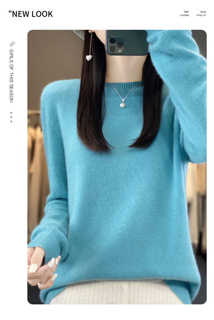 Fallwinter new cashmere sweater womens sweater 100 merino wool fashion Oneck autumn warm pullover detail