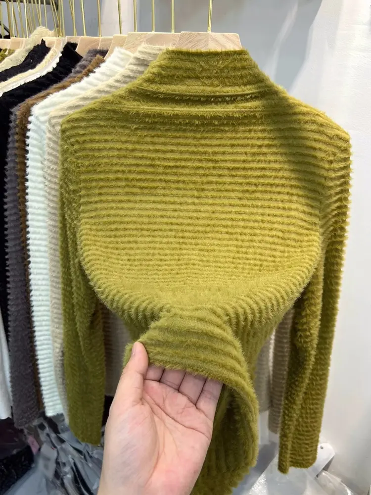 Style Long Sleeve Turtleneck Sweater Womens Autumn Winter Slimming Knitted Top Pure Color Soft Warm Pullover product view
