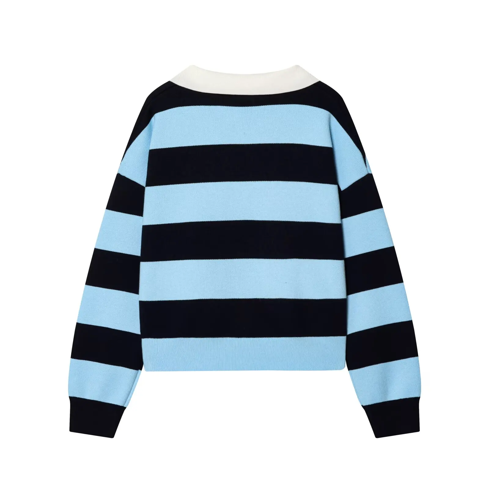Womens New Knitted Striped Sweater Polo Neck Pullover Fashion Loose Elegant Warm Young Women Sweater Street detail