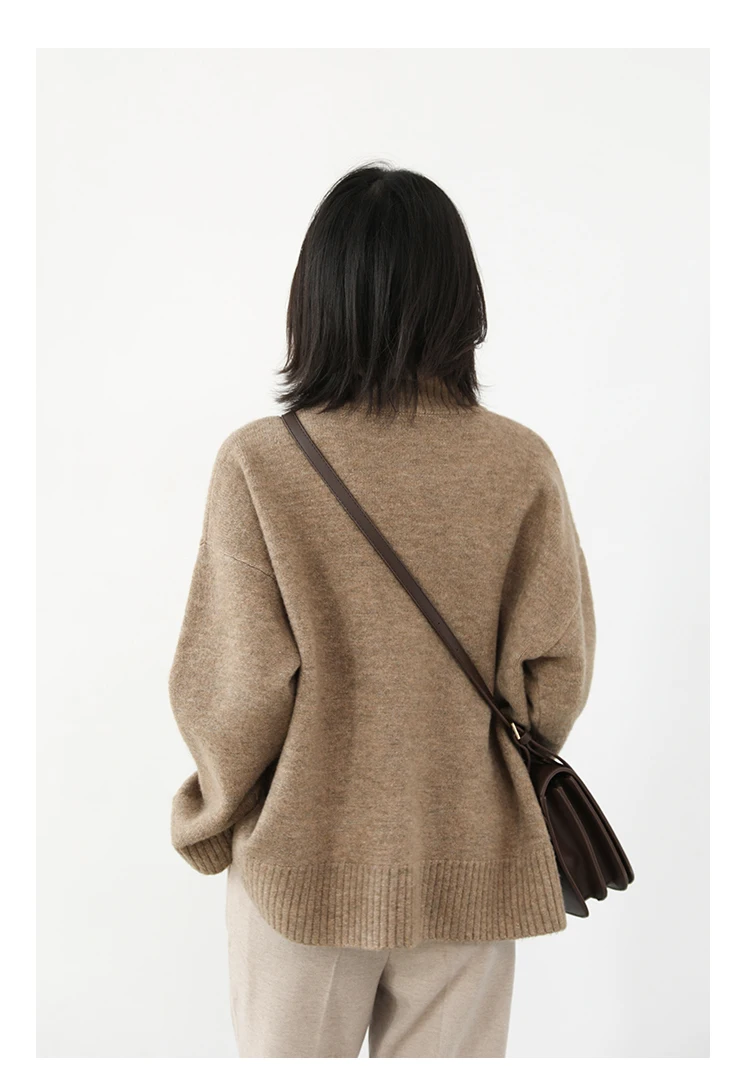 Womens Sweater Loose Turtleneck Sweaters Warm Solid Pullover Knitwear Basic Female Tops Autumn Winter detail